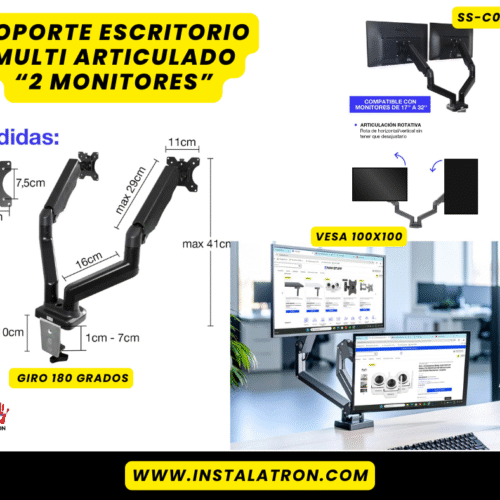 Soporte de escritorio articulado para 2 monitores (SS-CO24D)